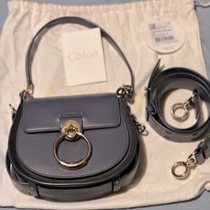 Chloe Small Graphite Navy Tess Leather Crossbody Bag
